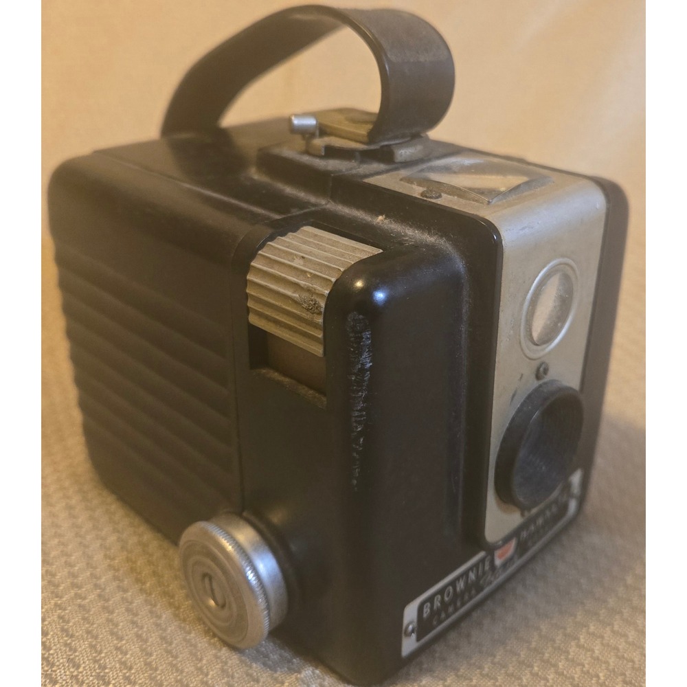 Vintage Kodak Brownie Hawkeye Flash Model Box Camera Black Bakelite - Untested